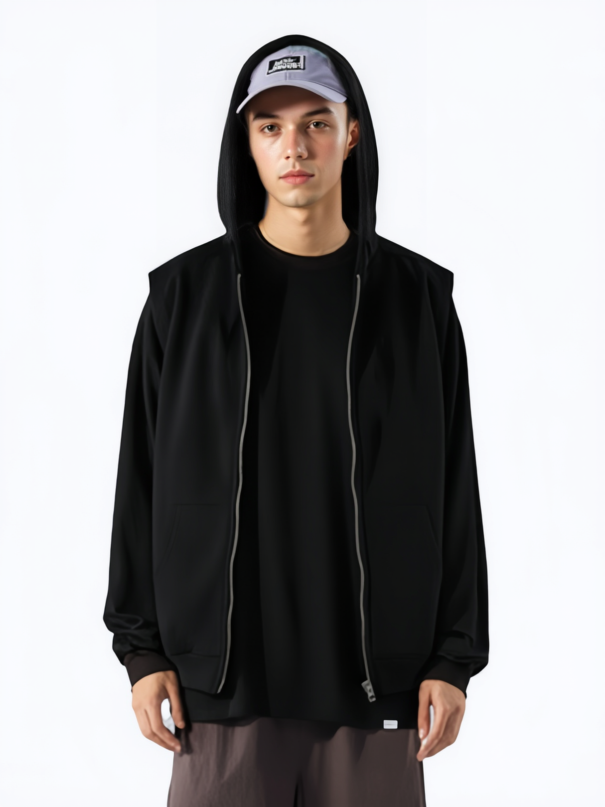 420G Heavy Double-ended Zipper Hoodies Vest Jacket