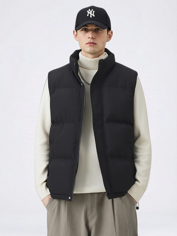 Stand-Collar Oversized Sleeveless Vest