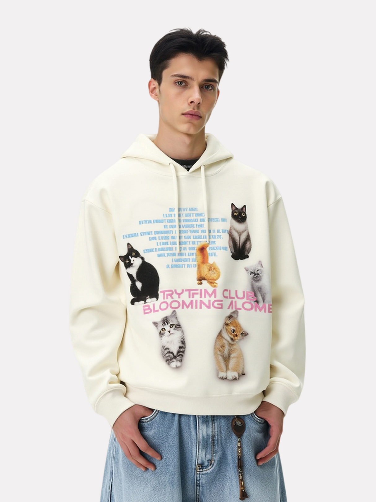 Retro Cat Printed Ins Hoodies