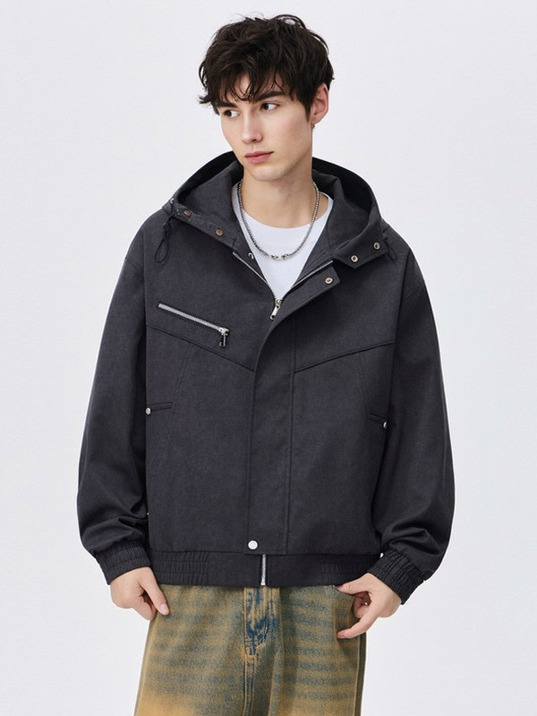 Tooling Hooded Suede Loose Function Jackets