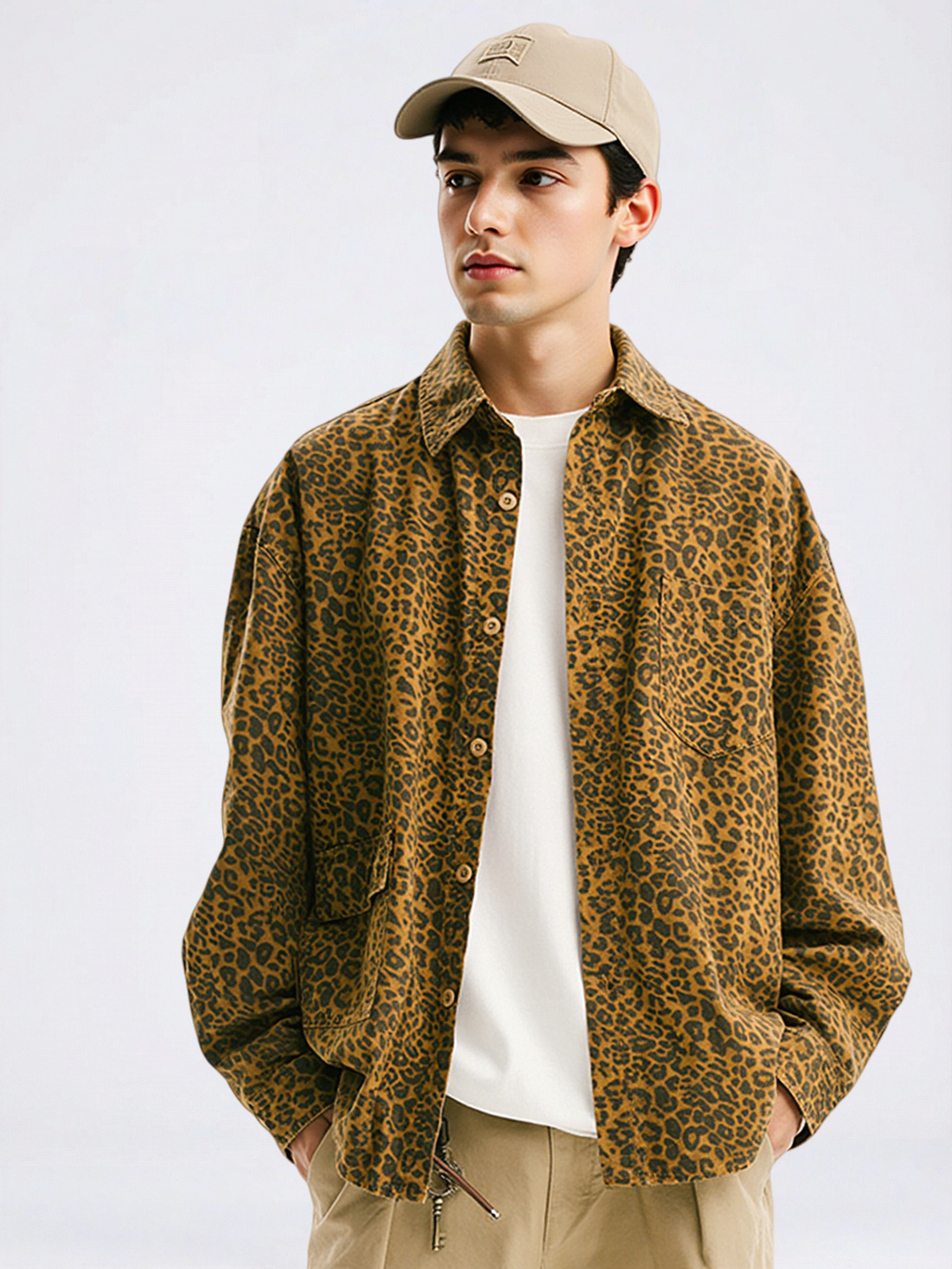 Vintage Leopard-Camo Long-Sleeve Shirt