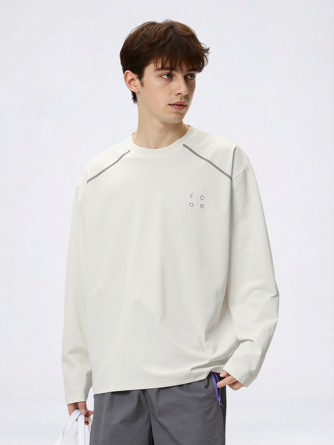 UV-Protection Color-Block Top-Stitched Long-Sleeve Tee
