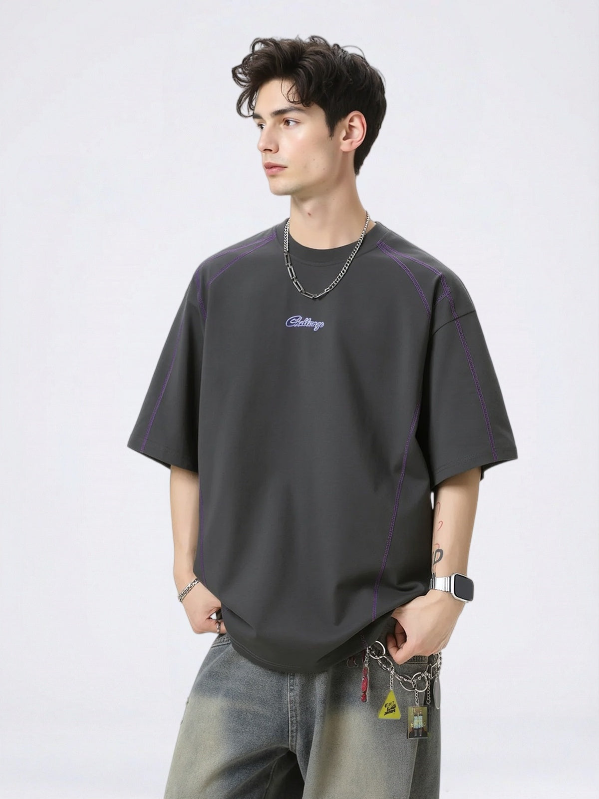 Color-blocked Letter Printed T-shirts
