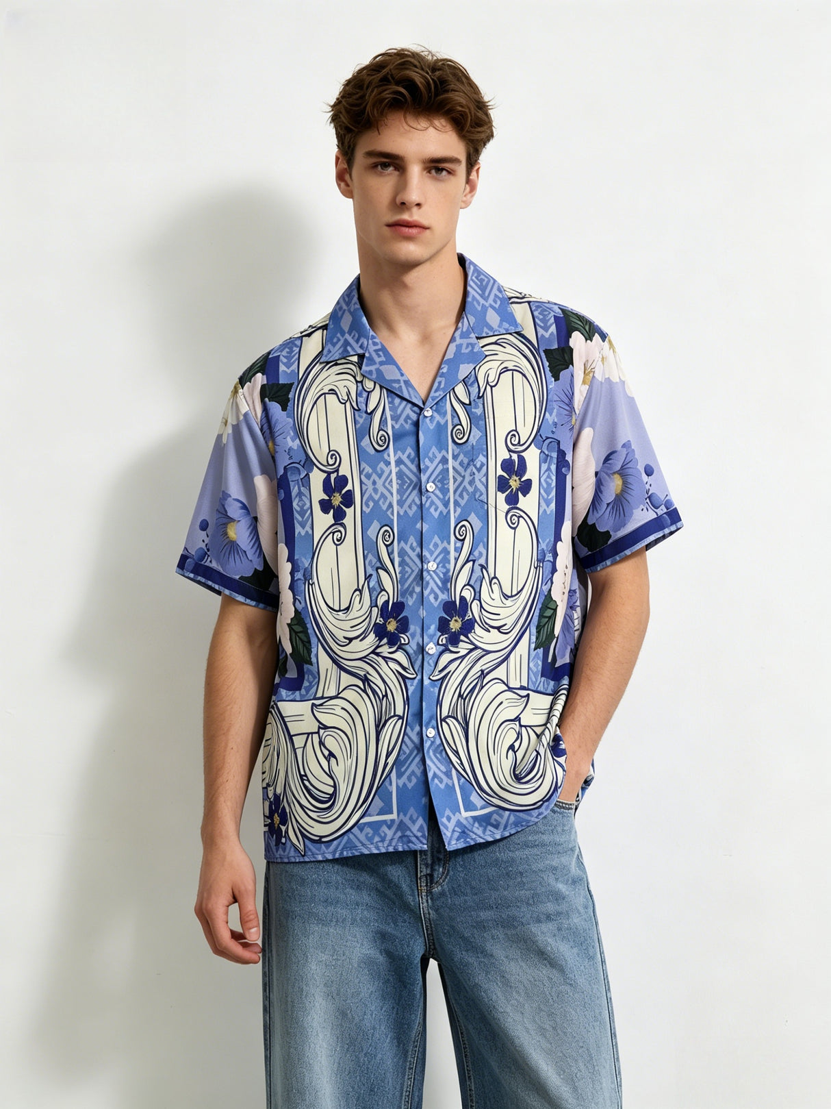 Jacquard Dark Pattern Cuban Territory Shirts