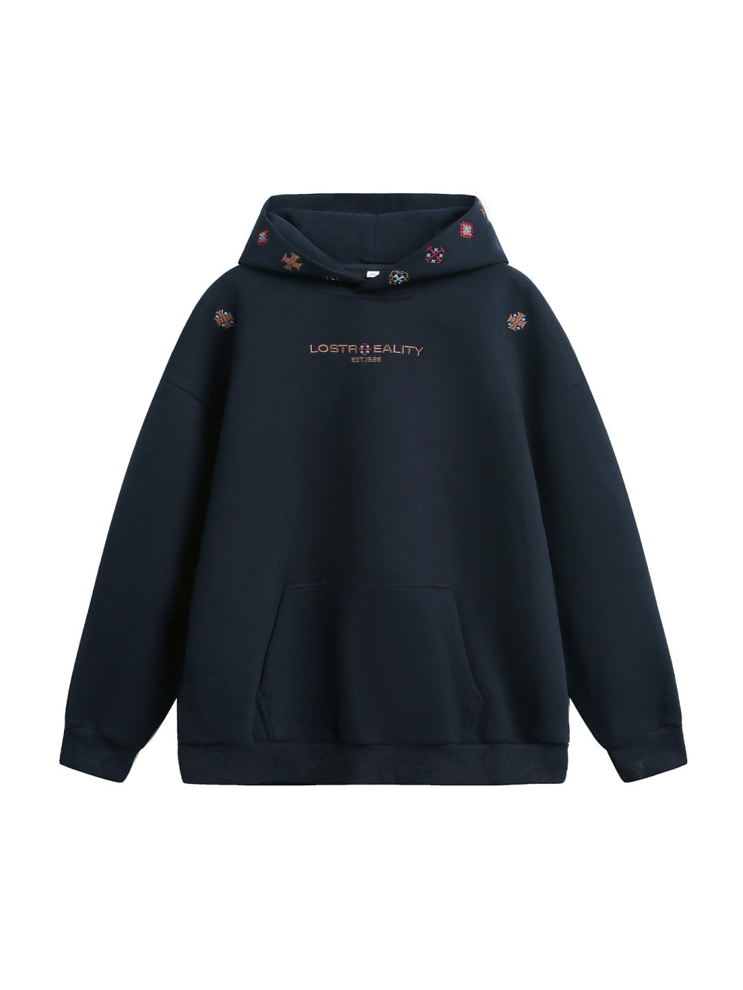Ethnic-Embroidered Hooded Sweatshirt