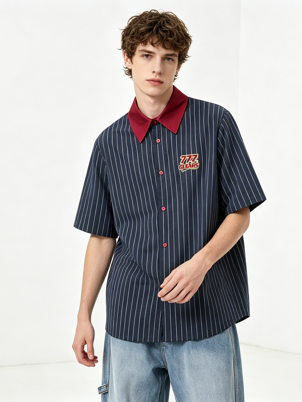 Retro Color-blocked Stripes Loose-fit Shirts