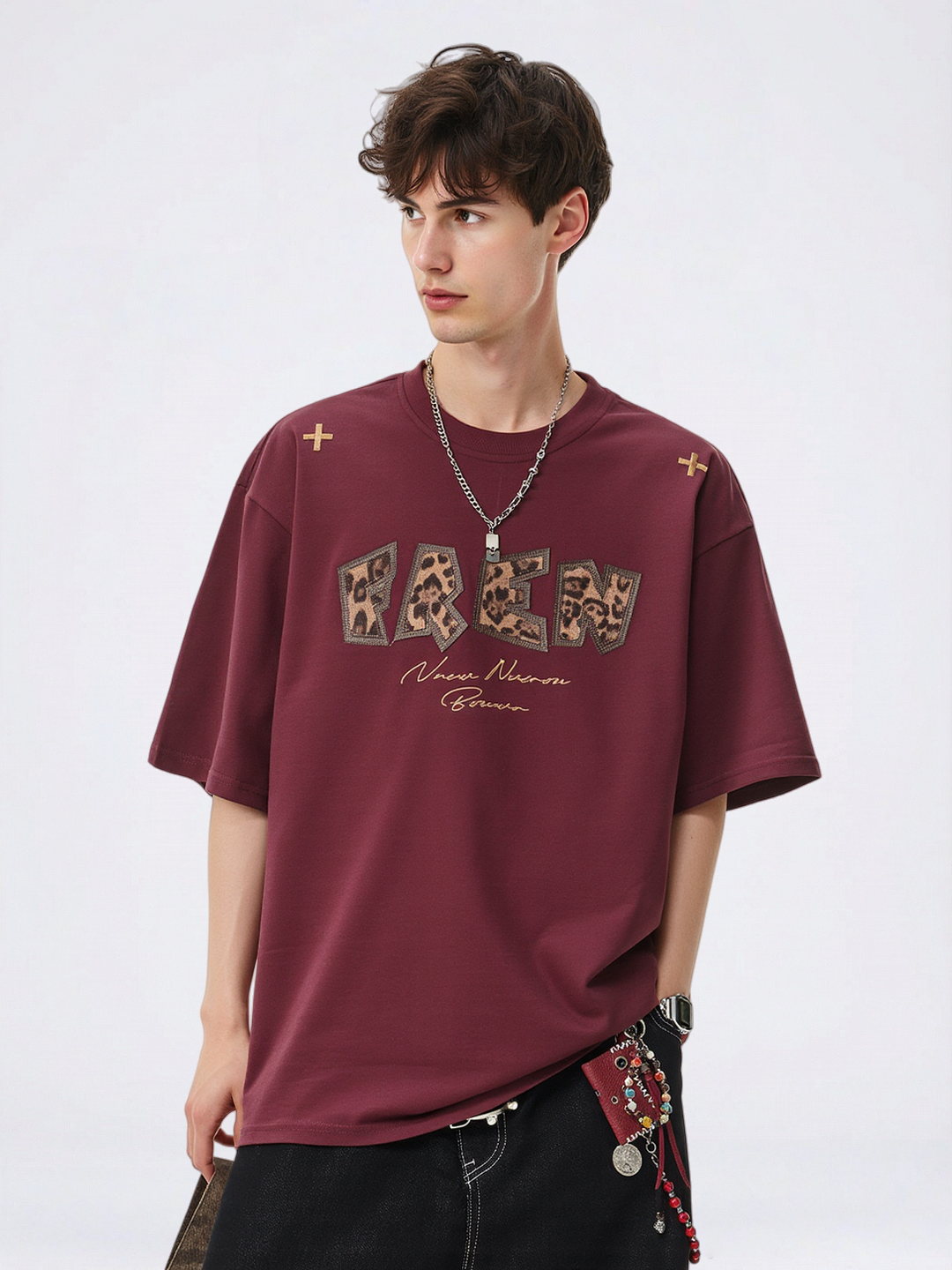Leopard Print Printed Loose-fit T-shirts