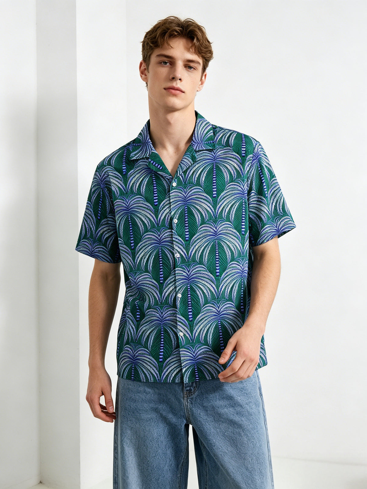 Cuban Territory CityBoy Coconut Trees Vacation Style Satin Shirts