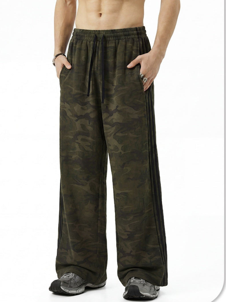 Camouflage Leisure Straight-fit Loose-fit Pants