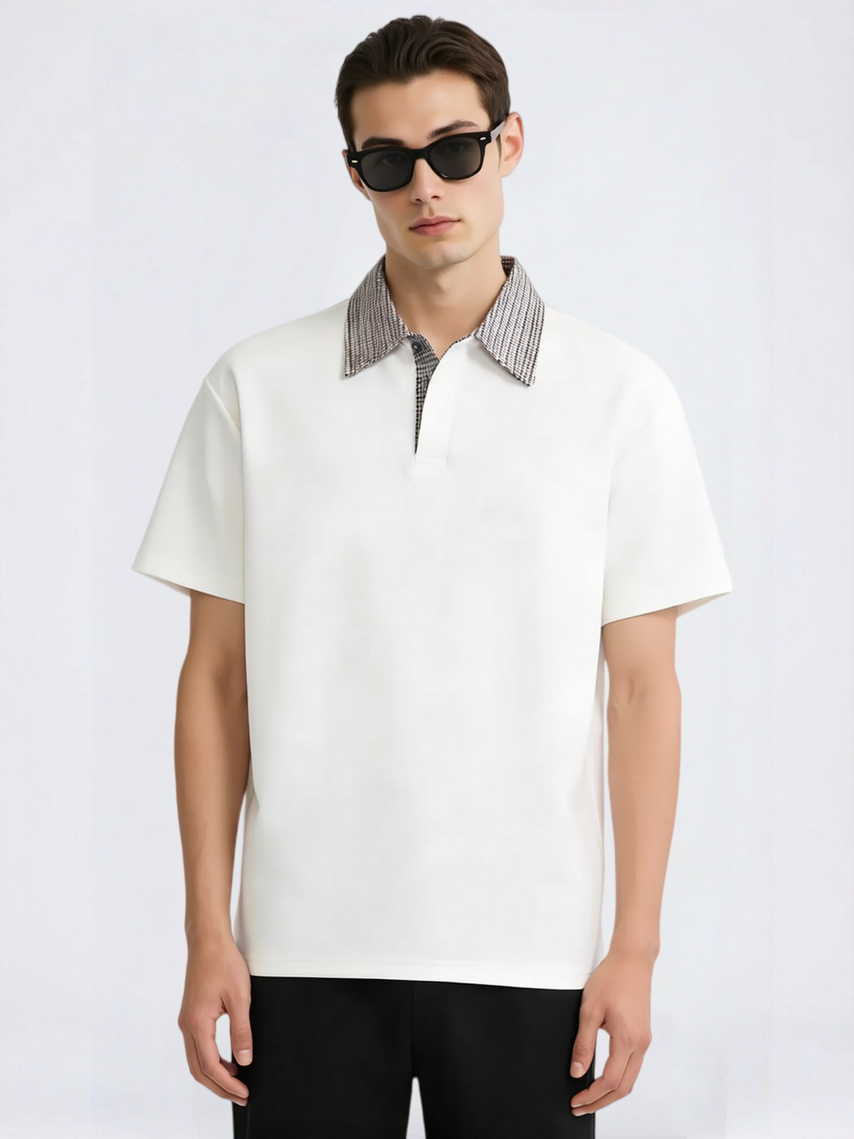 Old Money Style Plaid Patchwork POLO Shirt