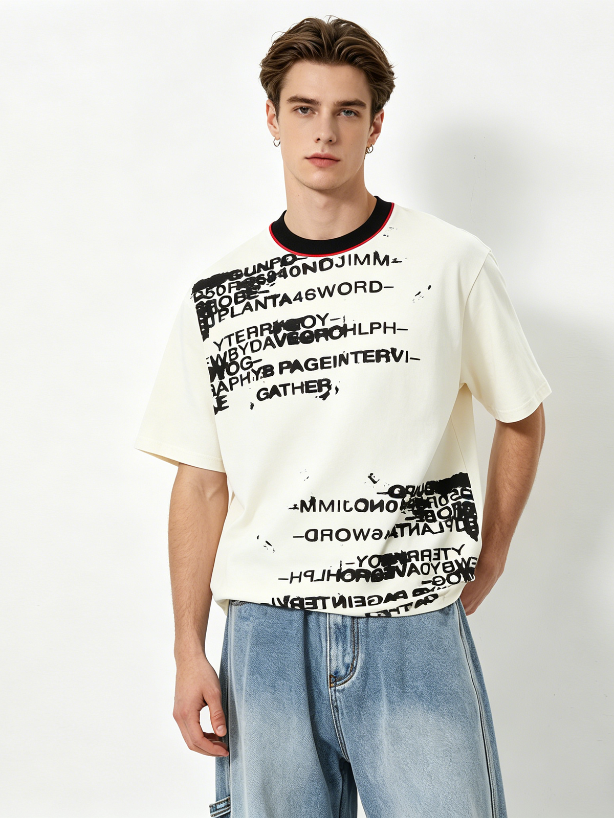 Vintage Letter Printed Loose-fit Ins T-shirts