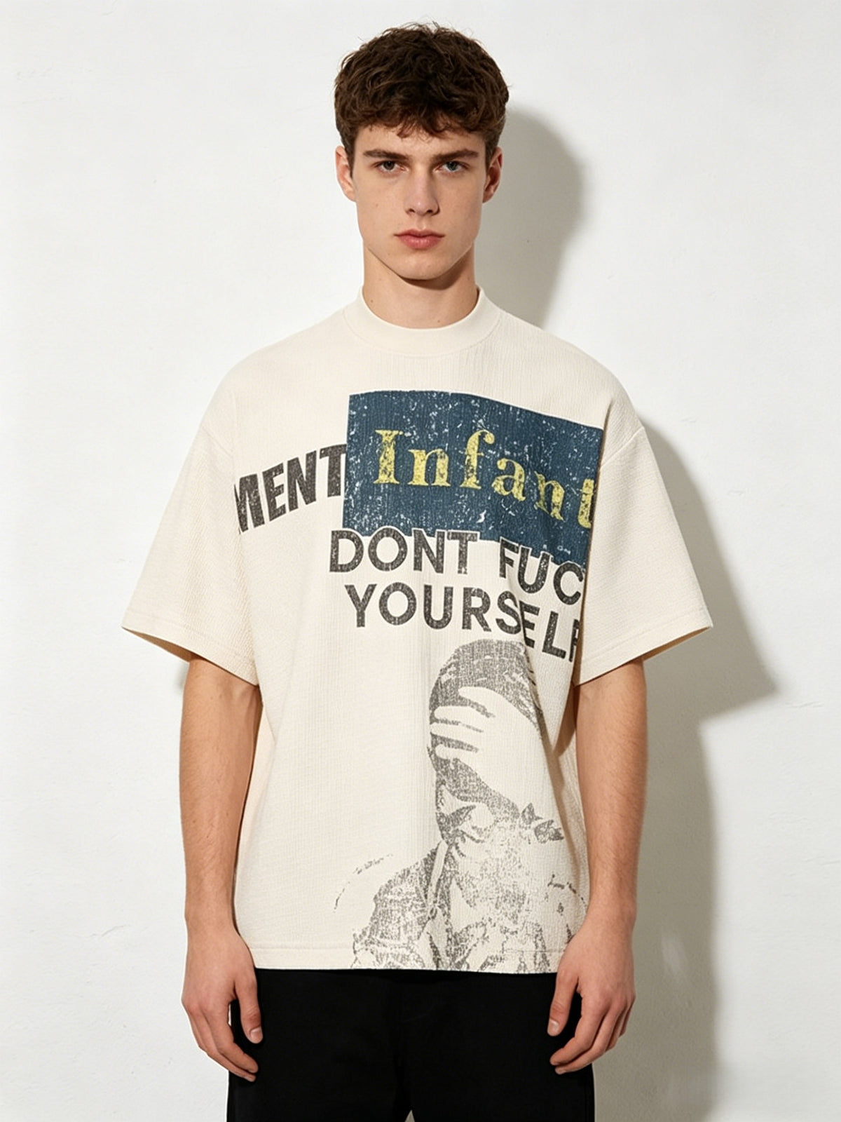 Retro Slogan Portrait Printed T-shirts