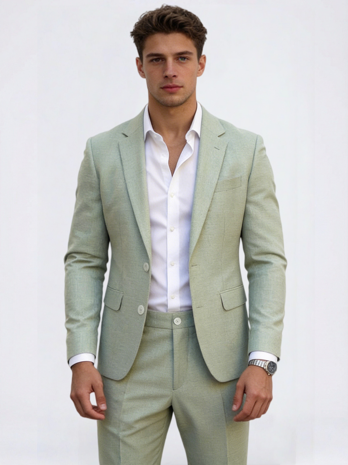 Solid Color Business Dinner Wedding Suit 2-piece Sets Set