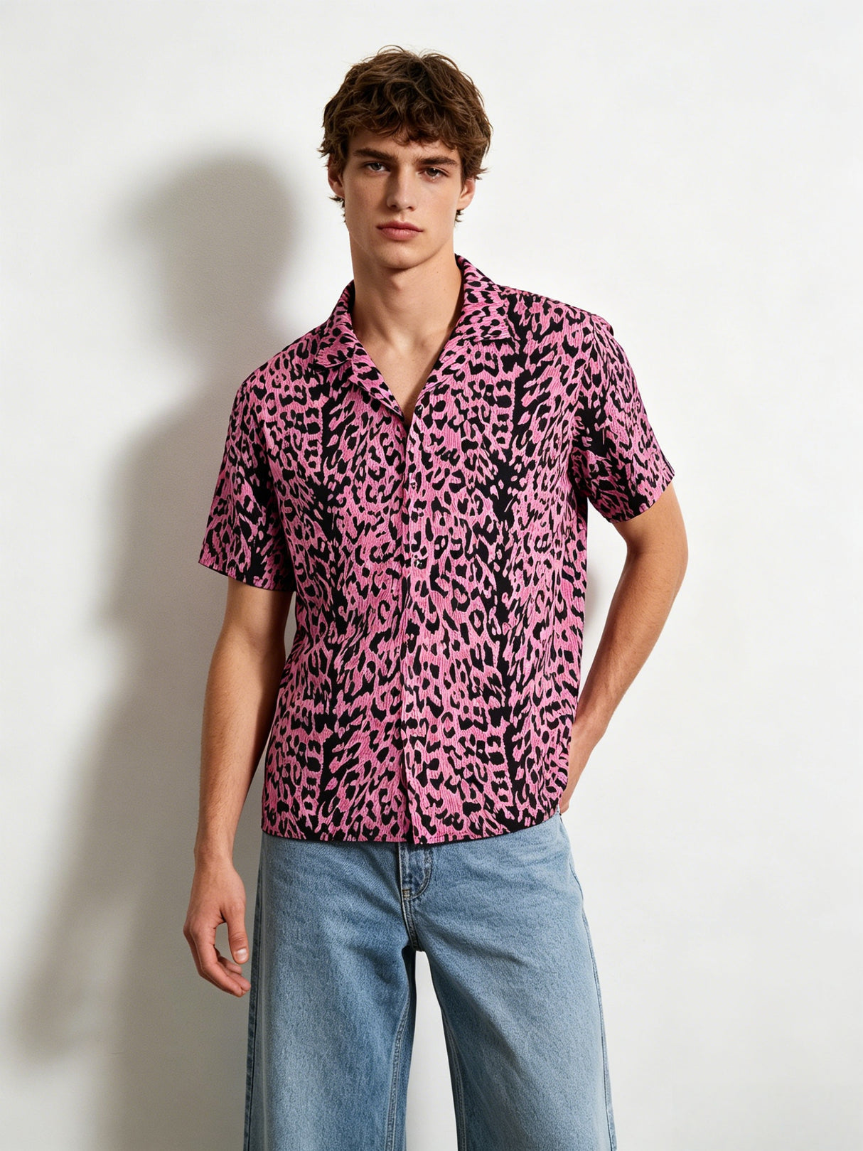 Blue Leopard Print Cuban Territory Shirts