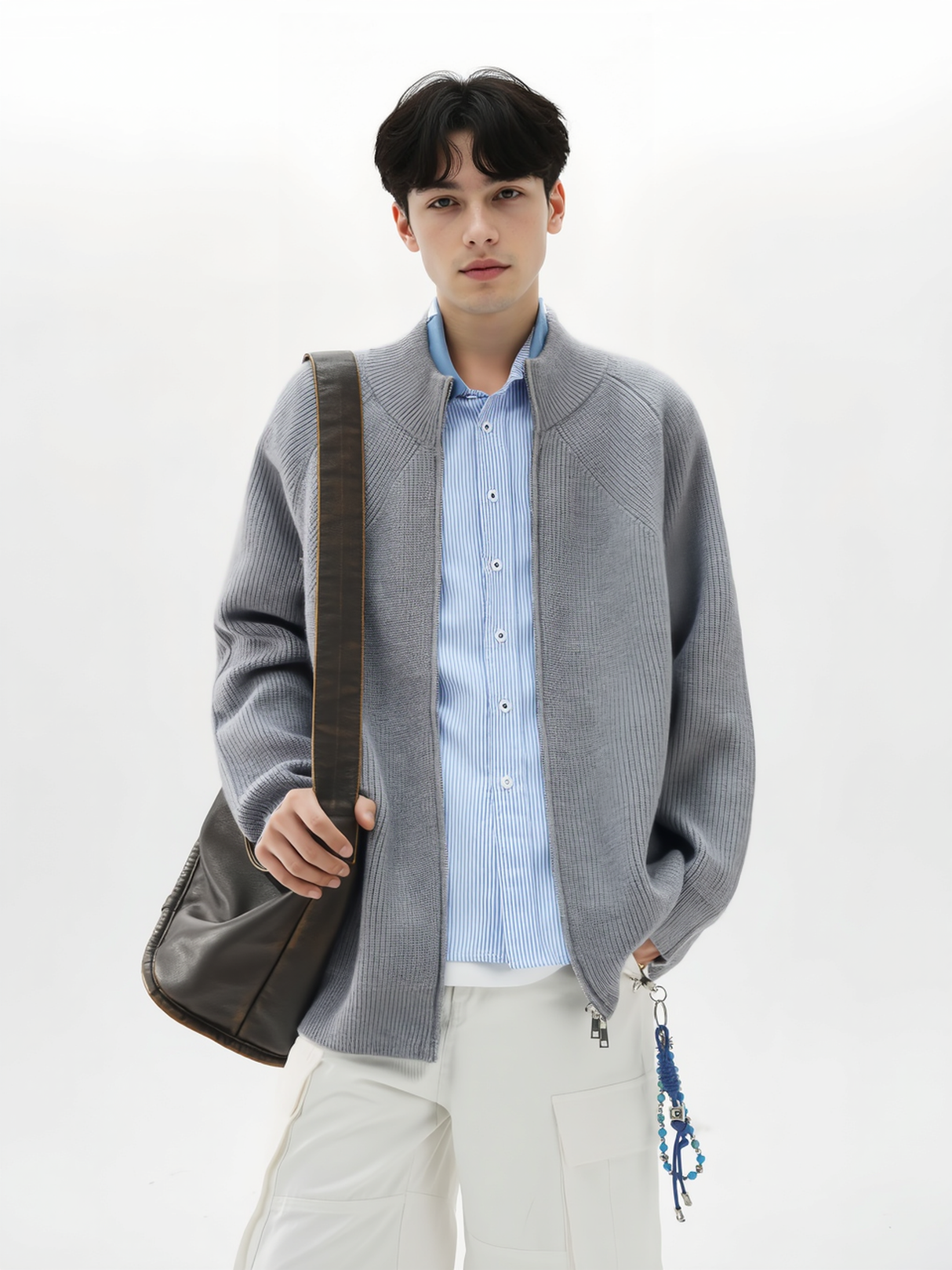 Minimalist Style Leisure Loose Stand Collar Cardigans