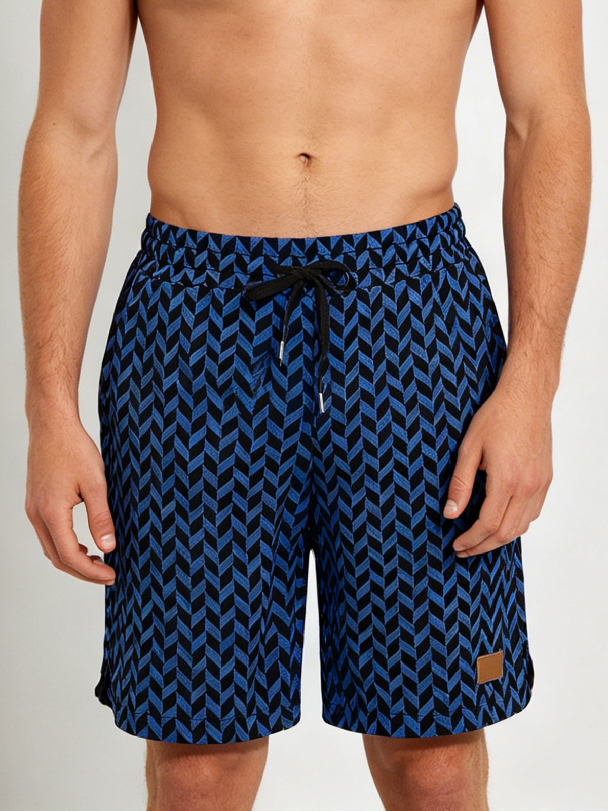Herringbone Pattern Breathable Stretch Five Points Shorts