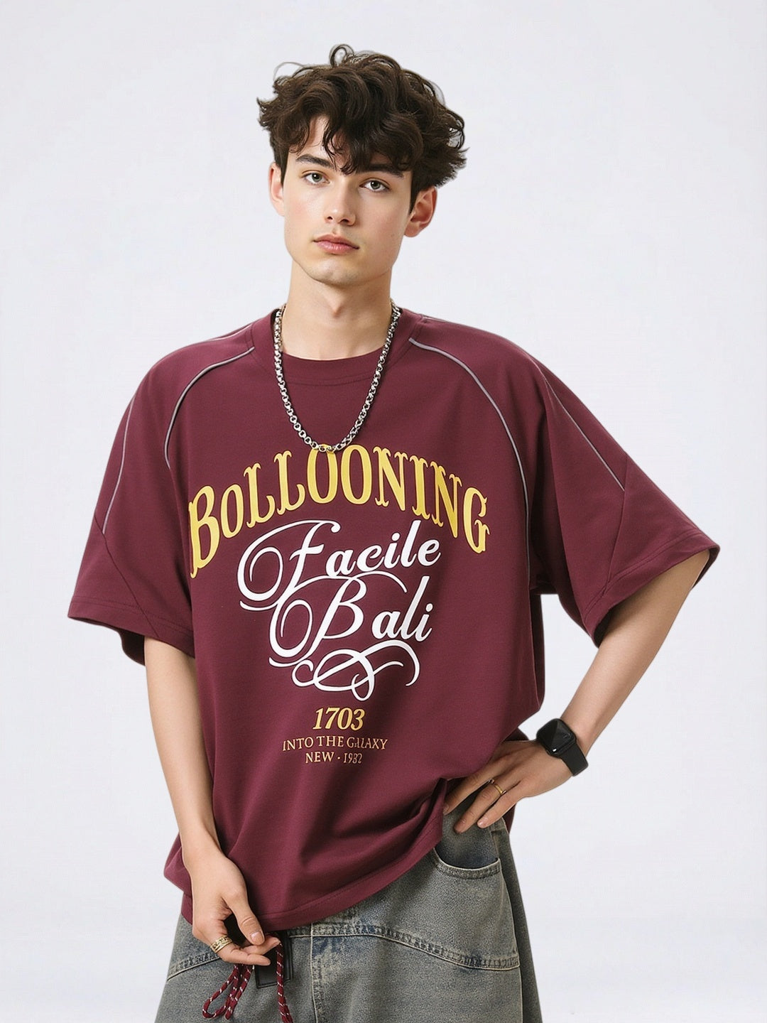Color-blocked Letter Printed T-shirts
