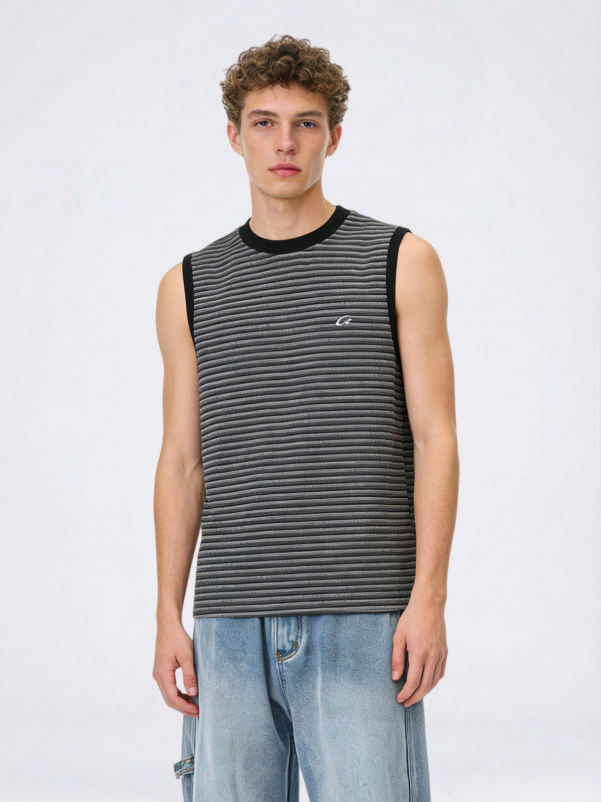 Retro Pinstripes Loose-fit Tank Tops