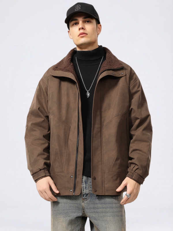 Maillard Tie-dye Imitation Lambskin Work Jacket