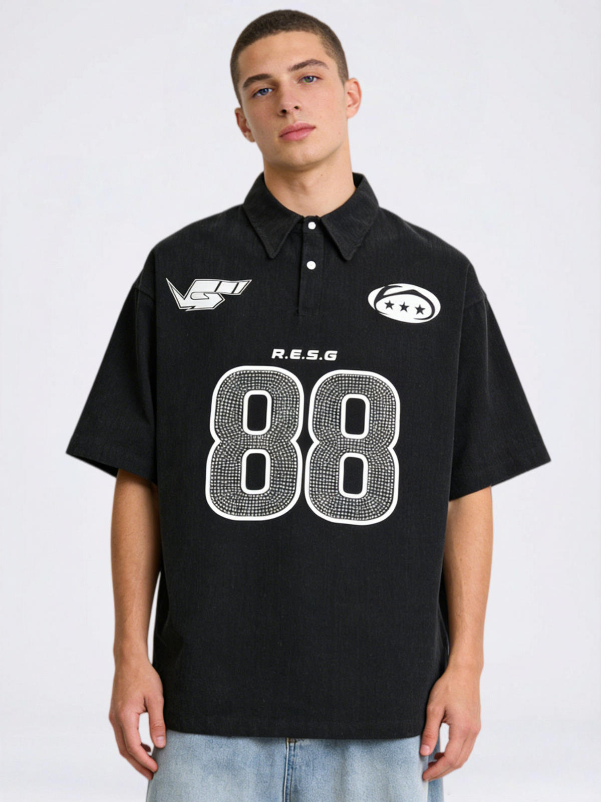 Rhinestone-studded Number No. 88 Polo Shirts