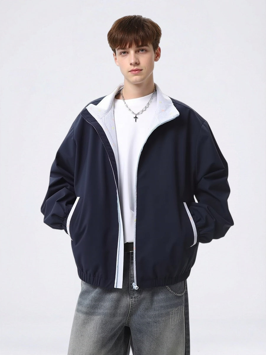 Work Clothes Loose-fit Color-blocked Jackets
