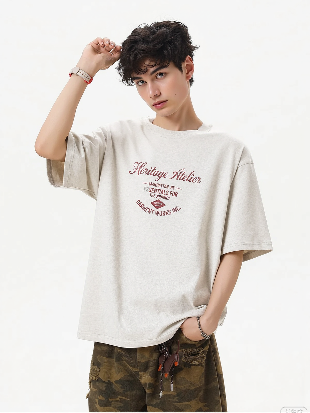 Distressed Mottled Letter Printed T-shirts