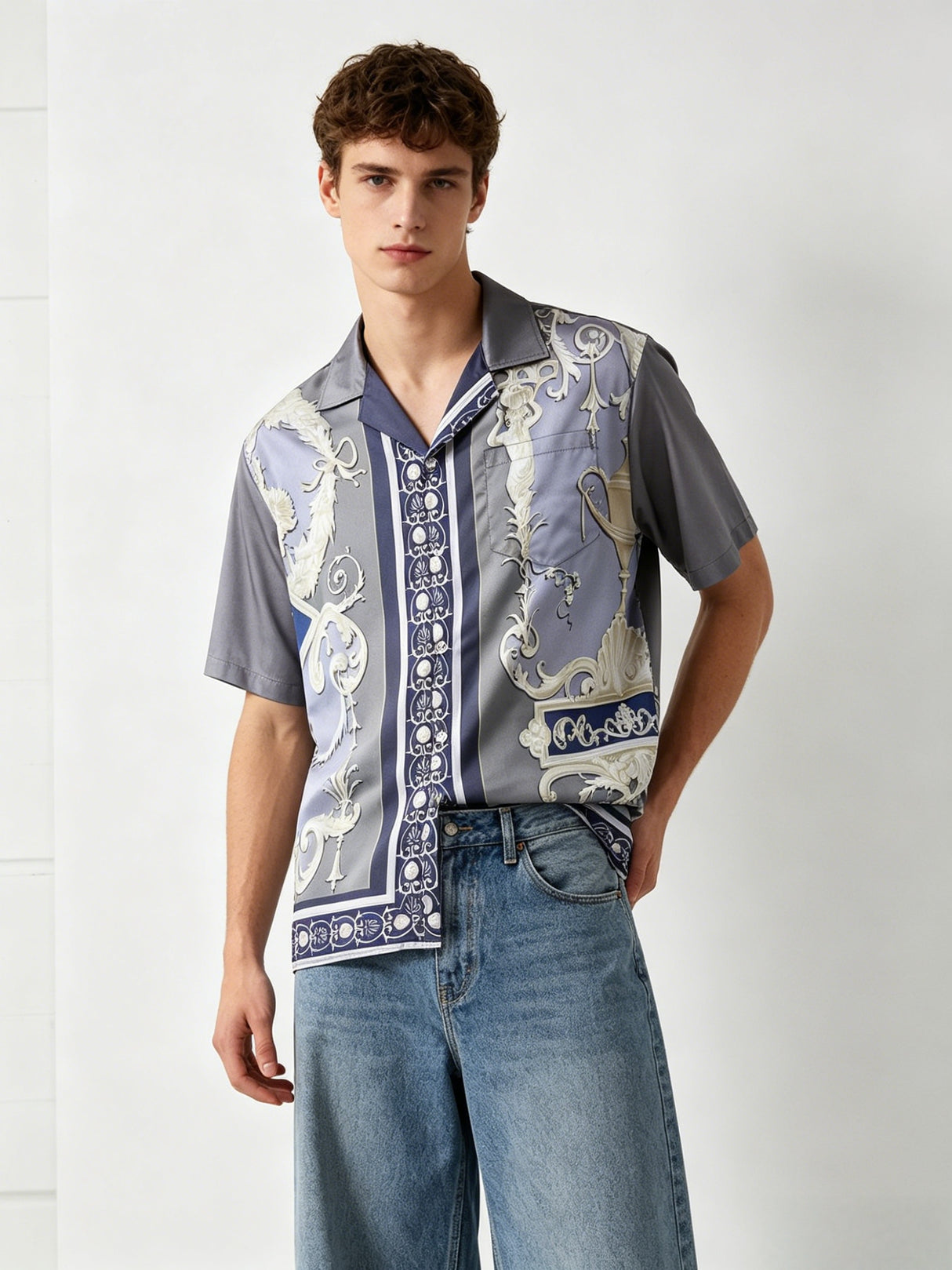 Jacquard Dark Pattern Cuban Territory Shirts