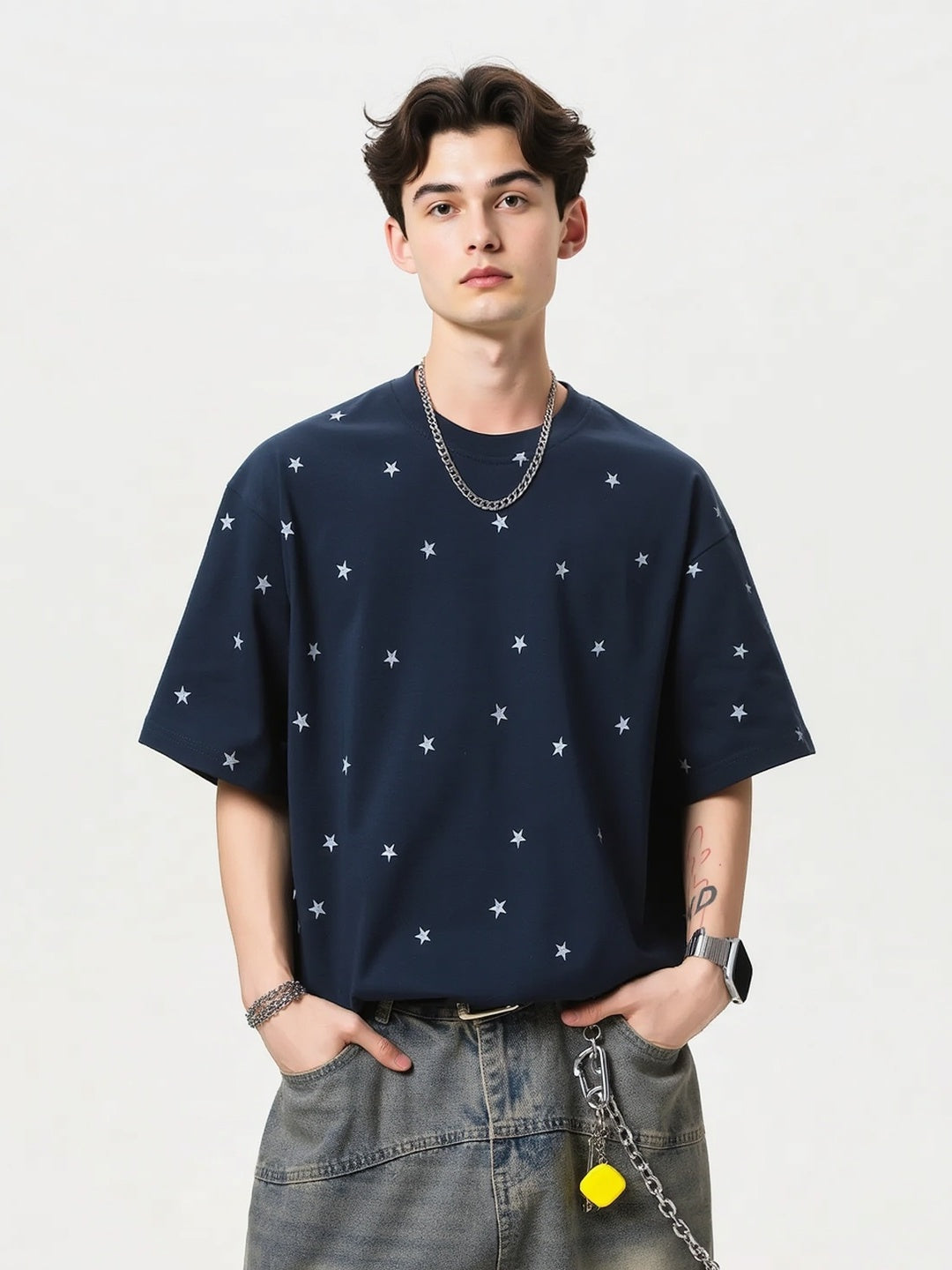 Star Printed Loose-fit T-shirts