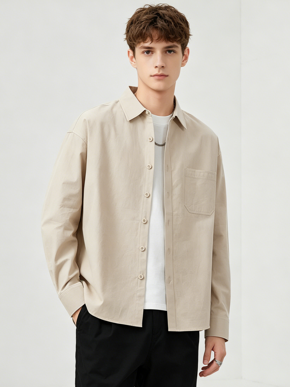 Retro Simplicity Loose-fit Shirts