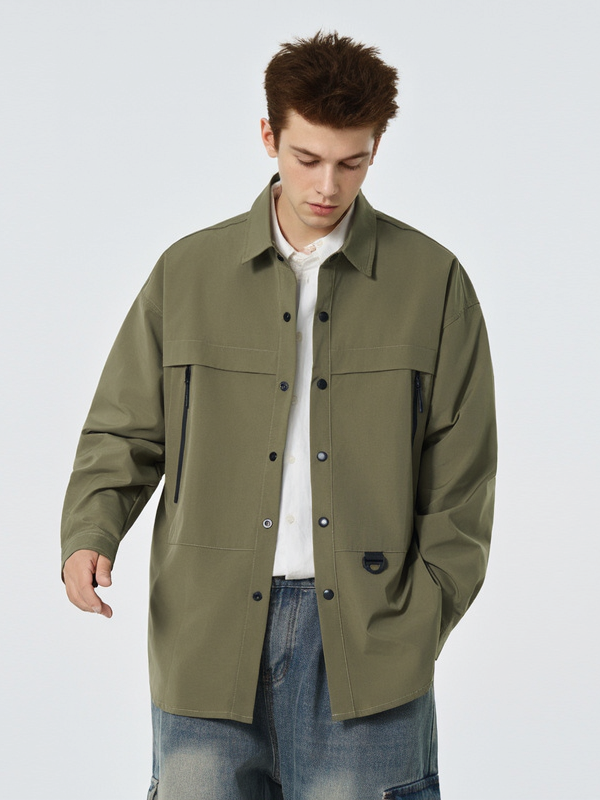 Plaid Tooling Loose Cityboy Long-sleeved Shirt