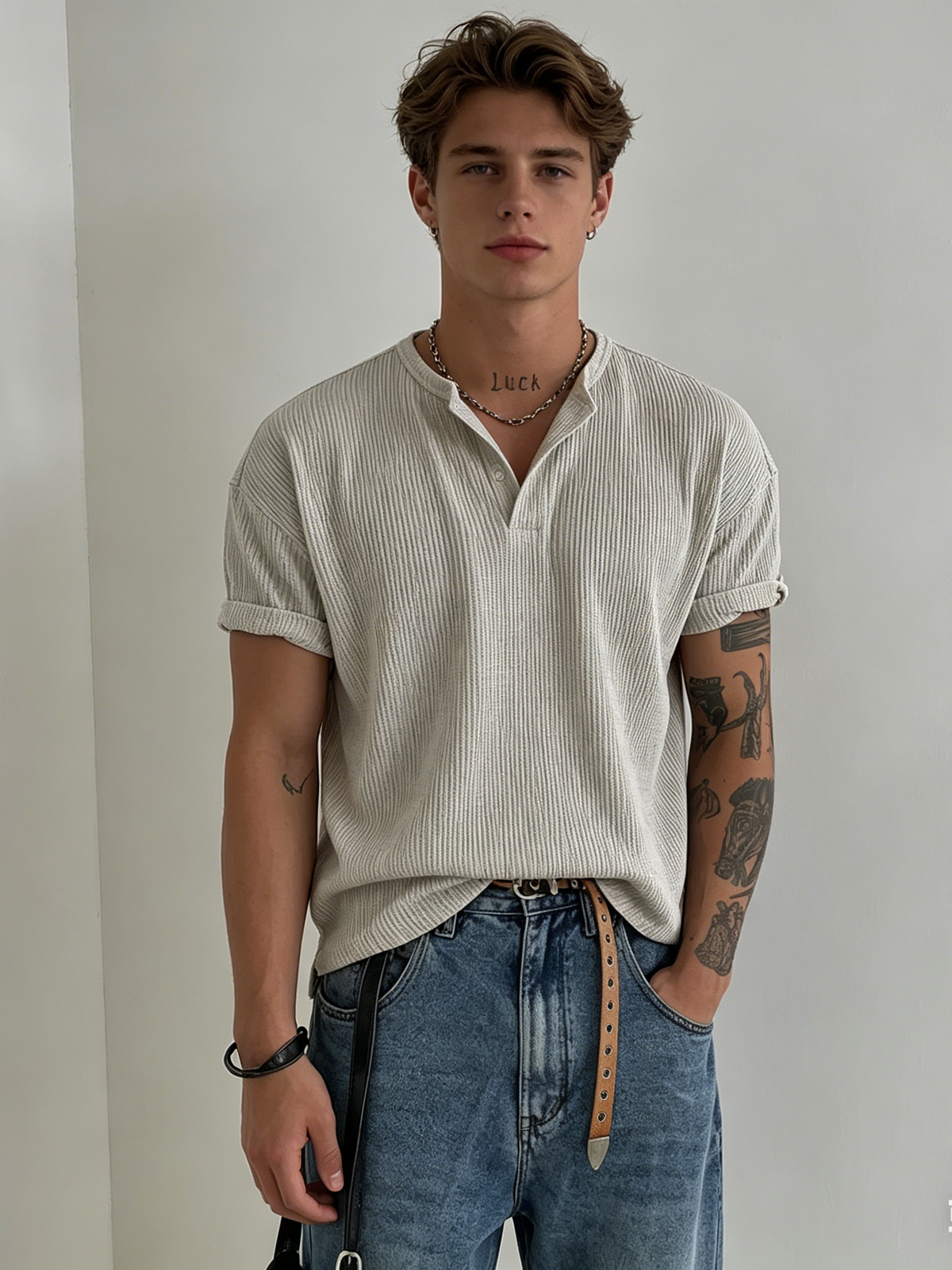 Henry Collar Simplicity Lightweight Breathable T-shirts