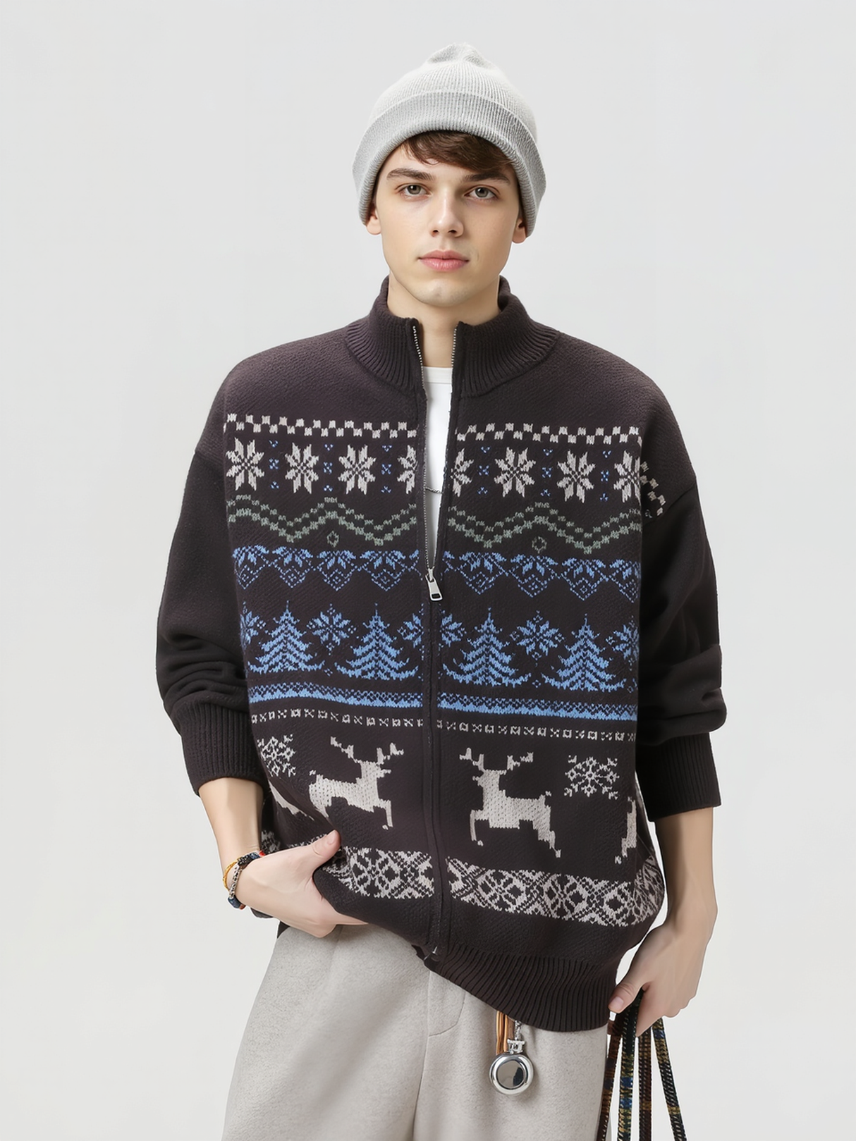 Christmas Jacquard Fair Isle Retro Ethnic Cardigan Sweater