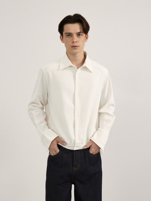 Minimalism High Intelligence Cleanfit Commuting Solid Color Shirt