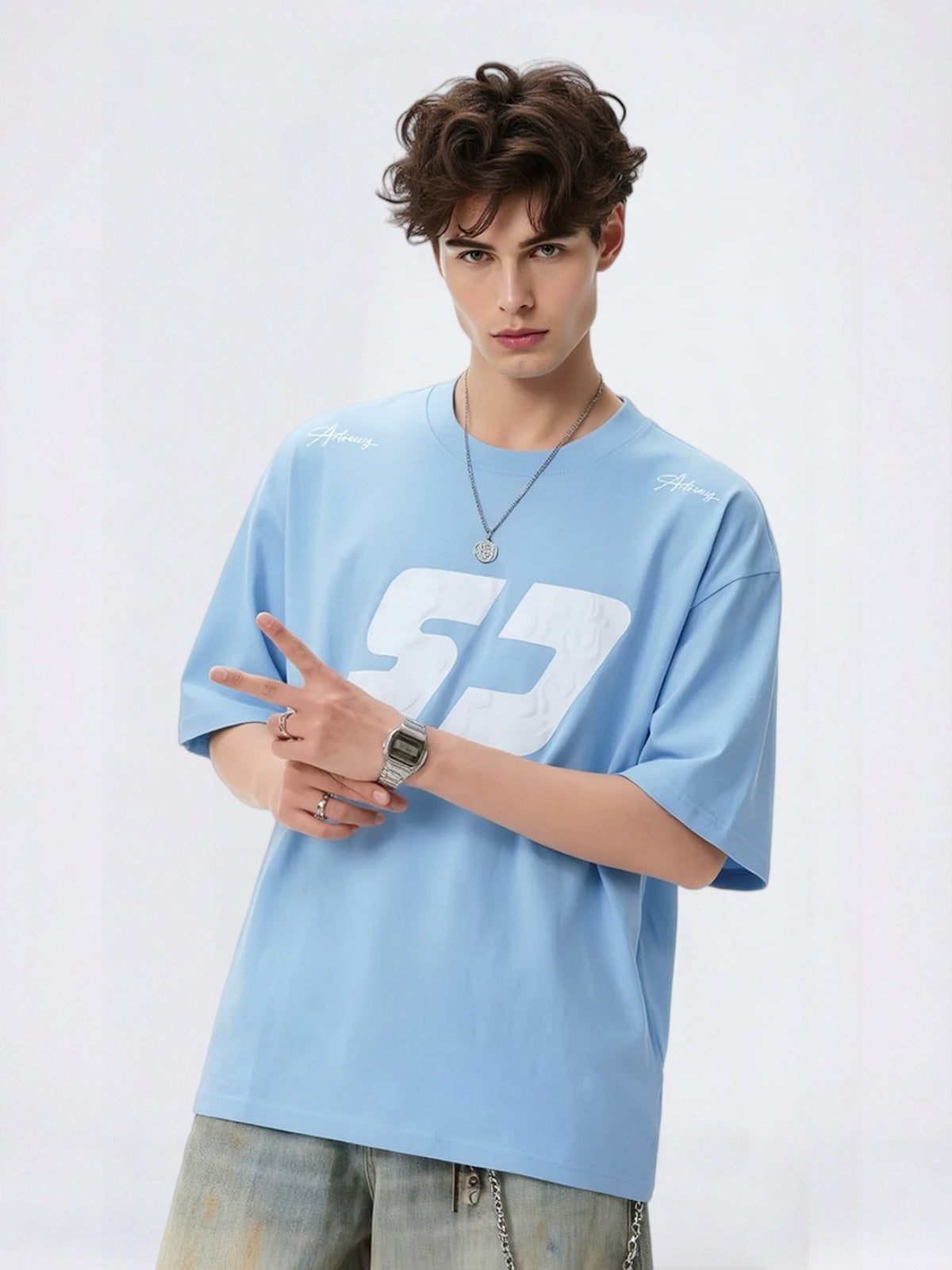 Color-blocked Printed Loose-fit T-shirts