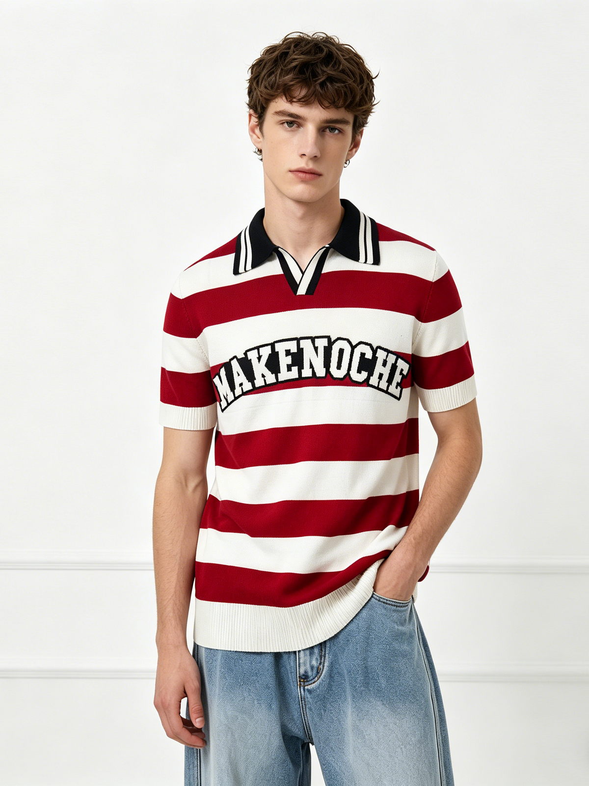 Retro College Style Color-blocked Stripes POLO Shirt