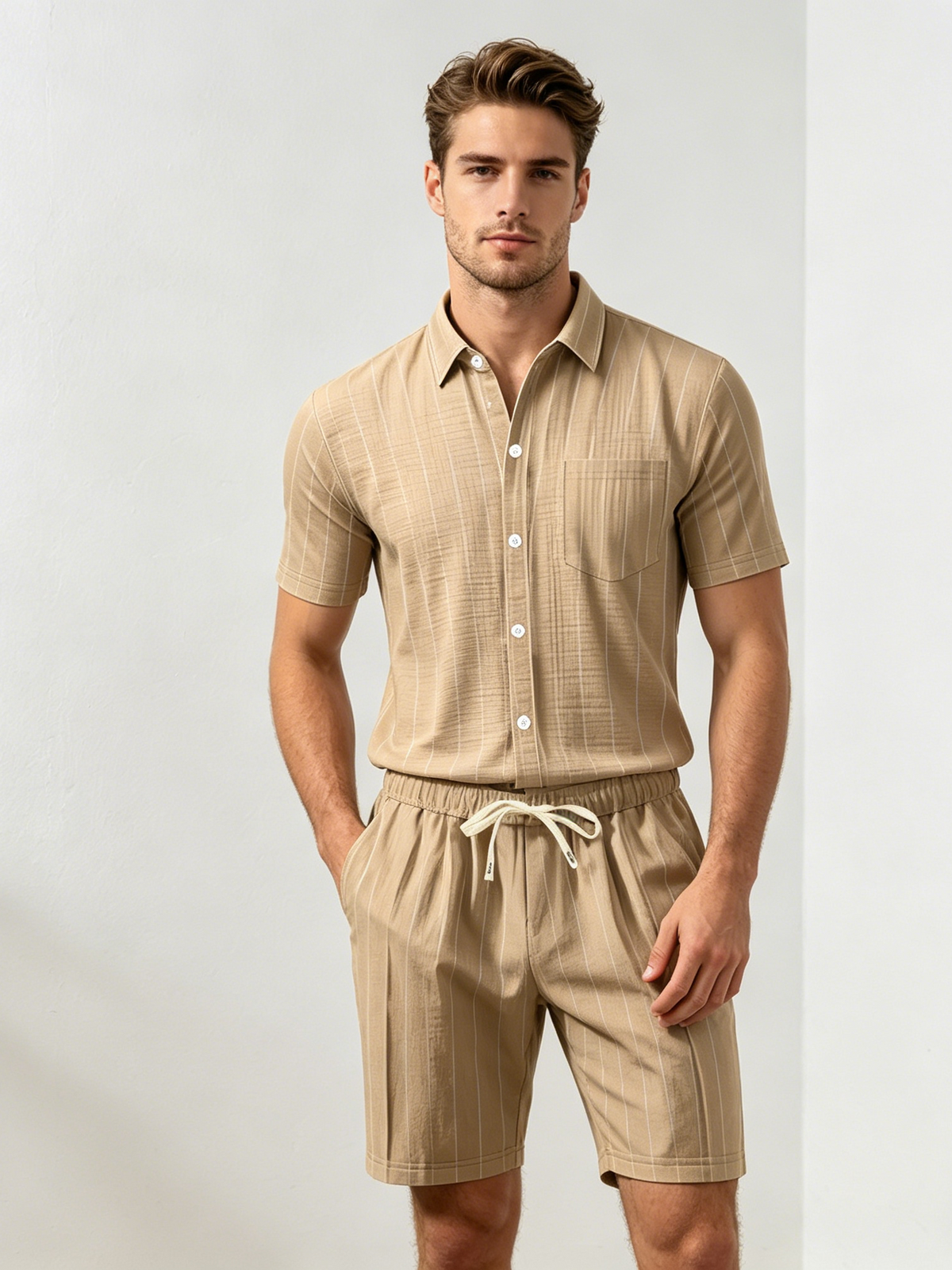 Flax Stripes Loose-fit Beach Set 2-piece Sets