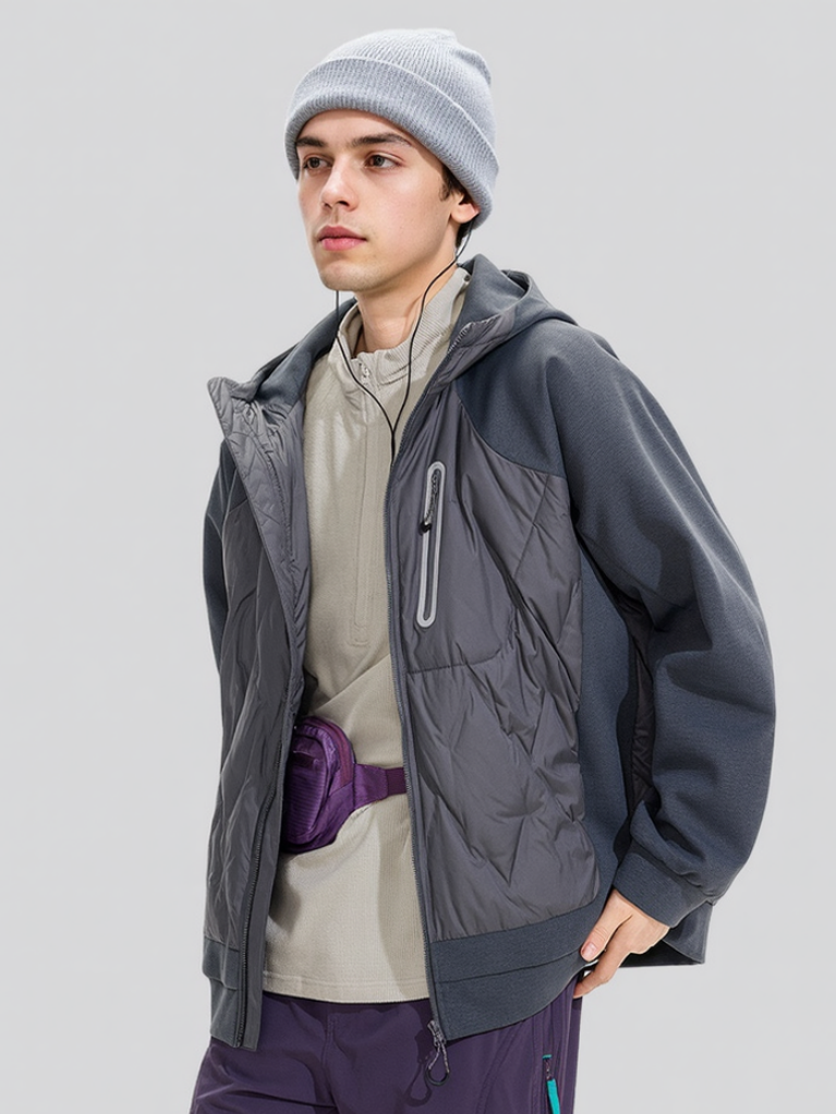 Lightweight Splicing Keep Warm Windproof Hooded Down Coat