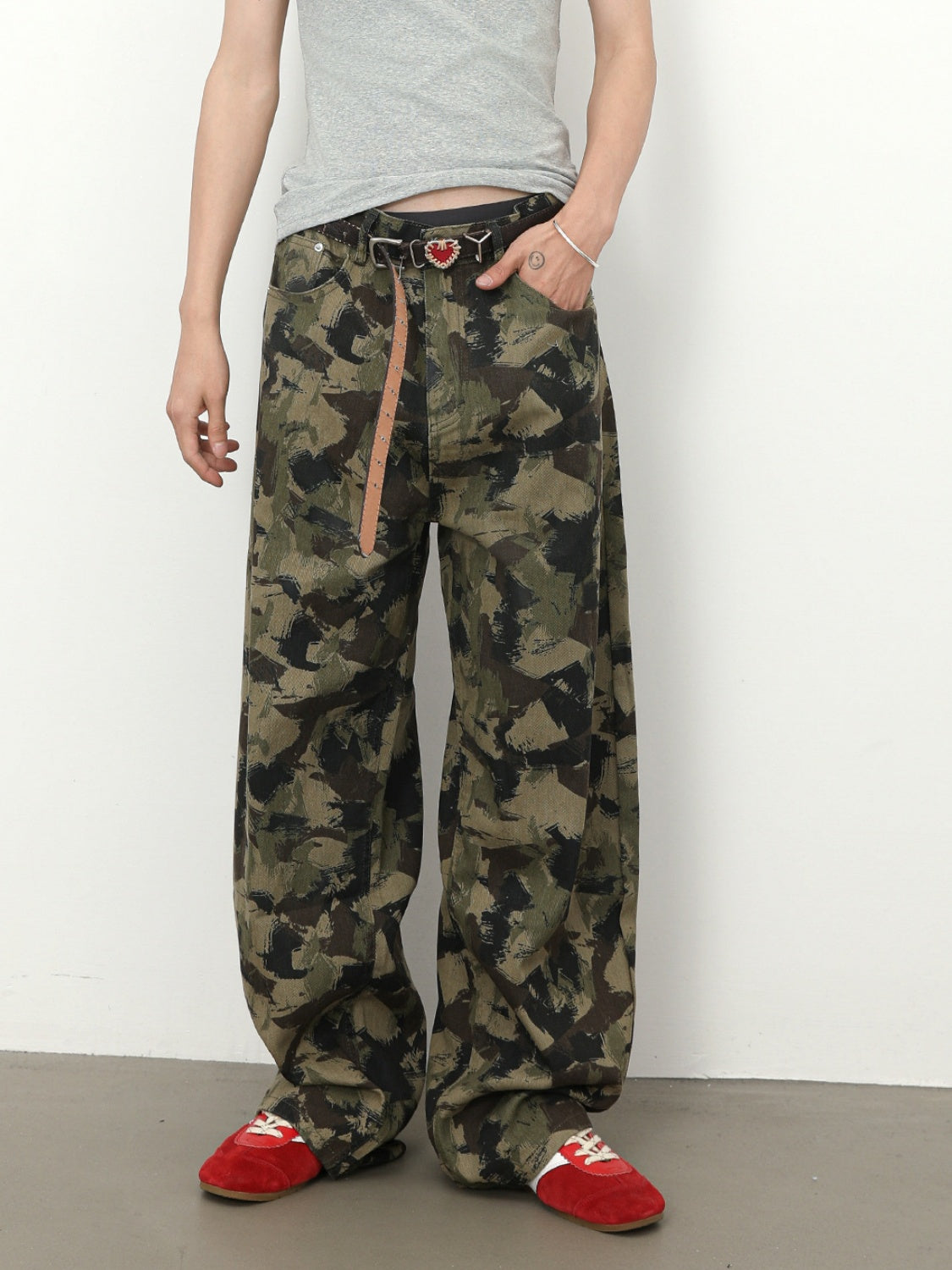 Retro Camouflage Machete Loose-fit Pants
