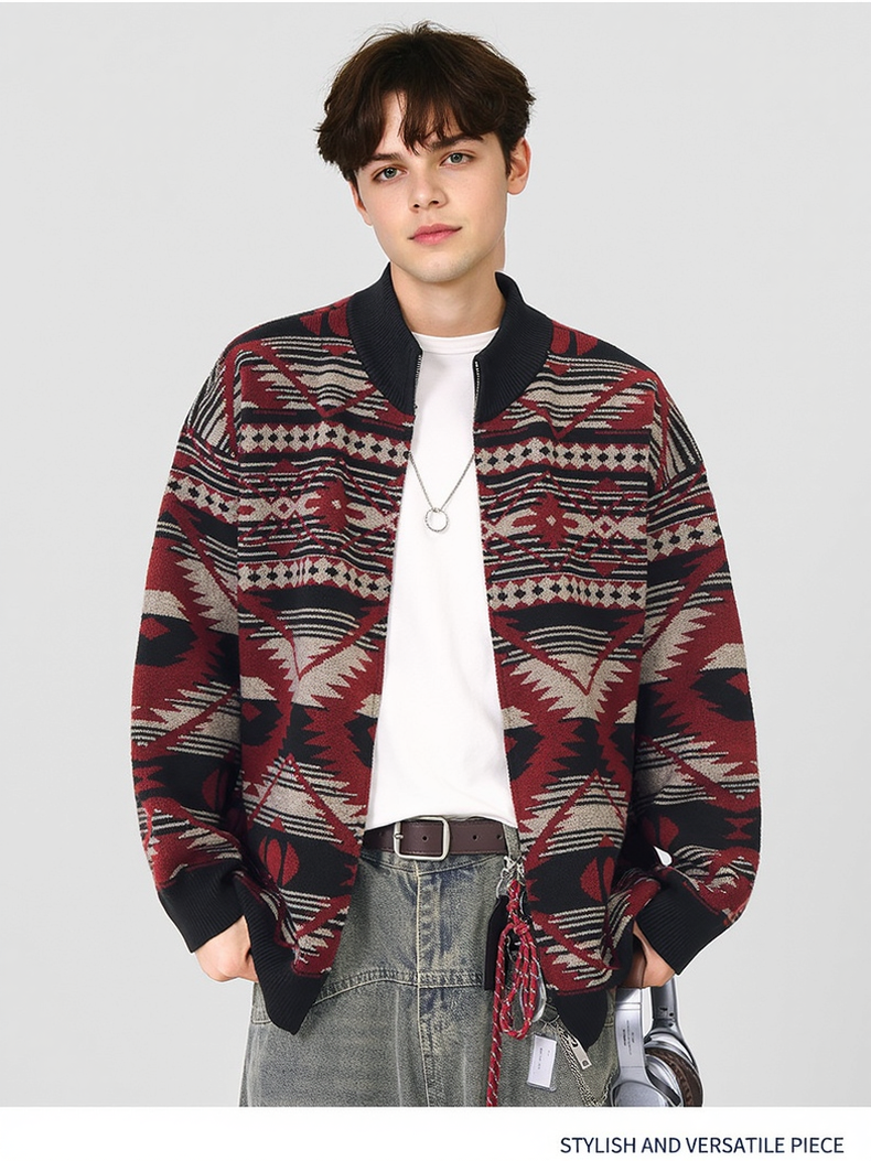 Contrasting Colors Ethnic Style Leisure Sweaters Cardigan