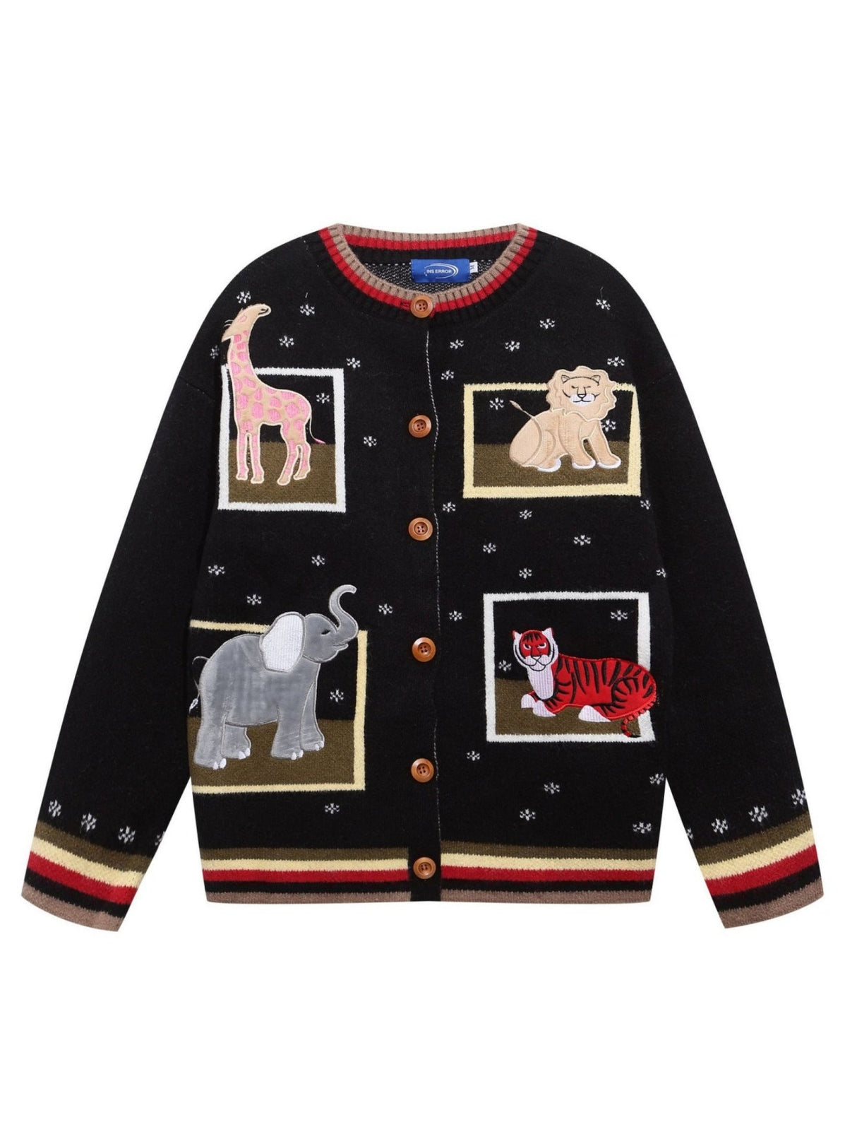 Christmas Retro Interesting Animals Appliqué Embroidery Cardigan Sweater