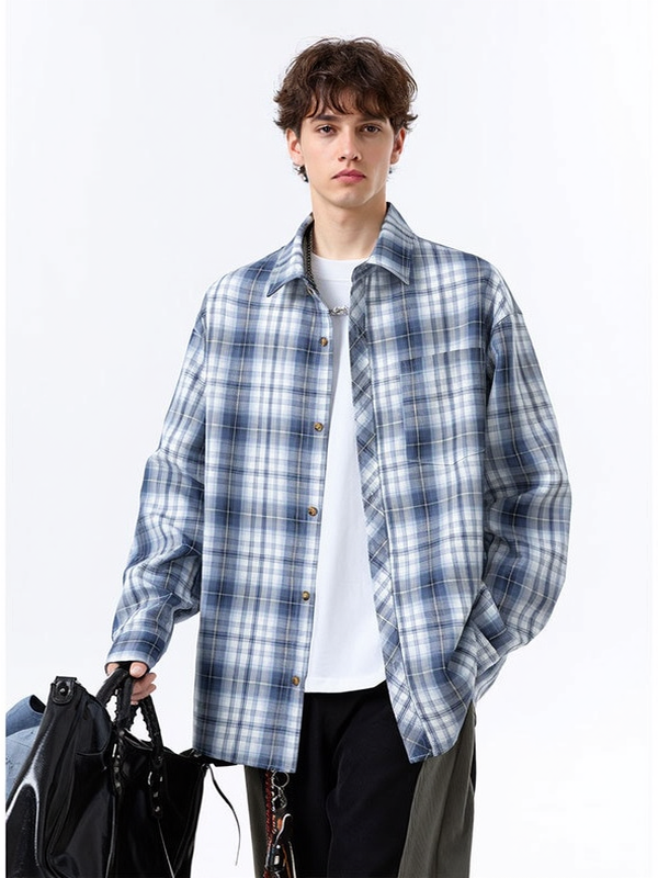 Liber Autumn Neutral wear Color matching Stripes Shirts