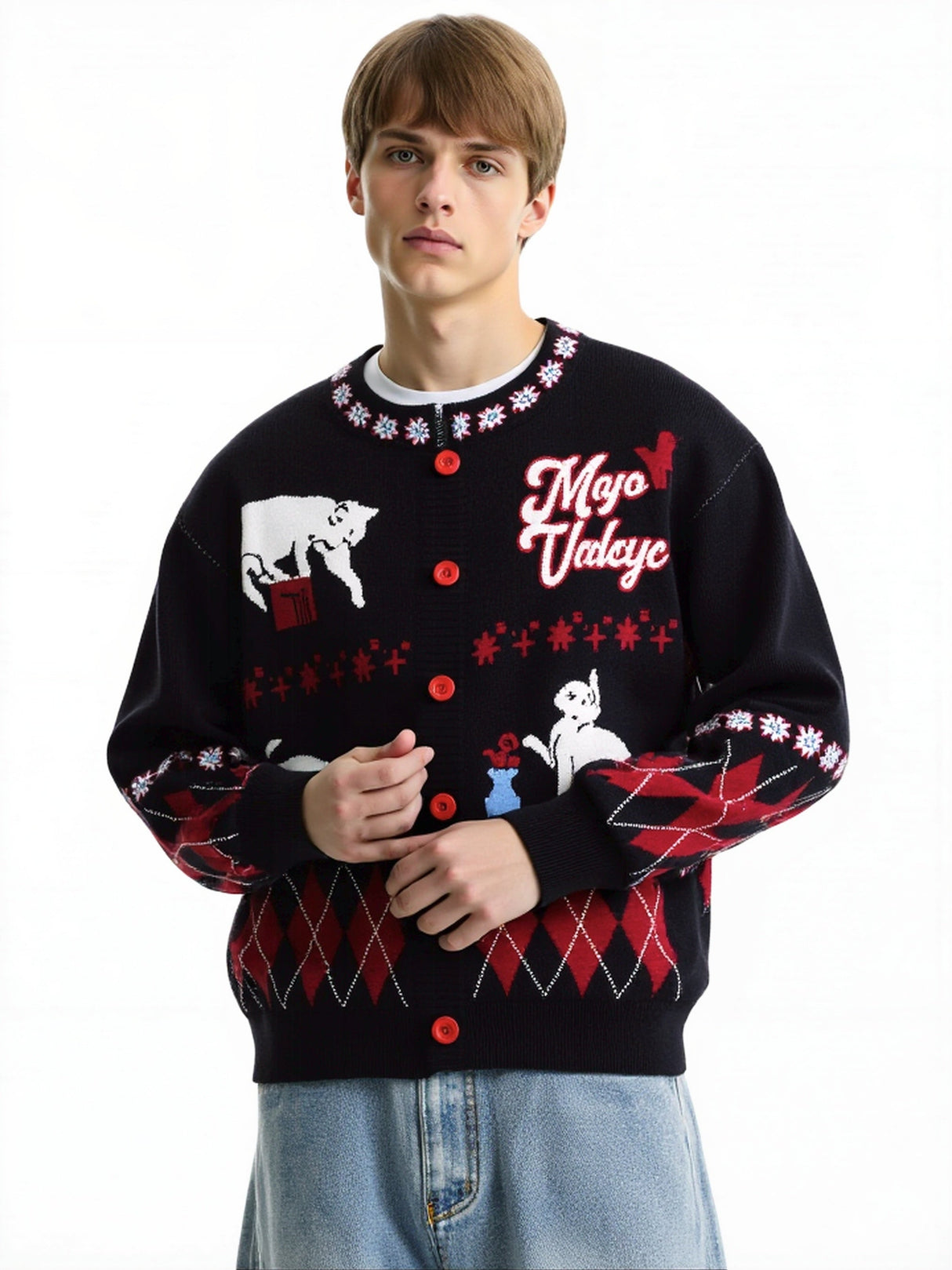 Christmas Taste Cartoon Puppy Cardigan Sweater