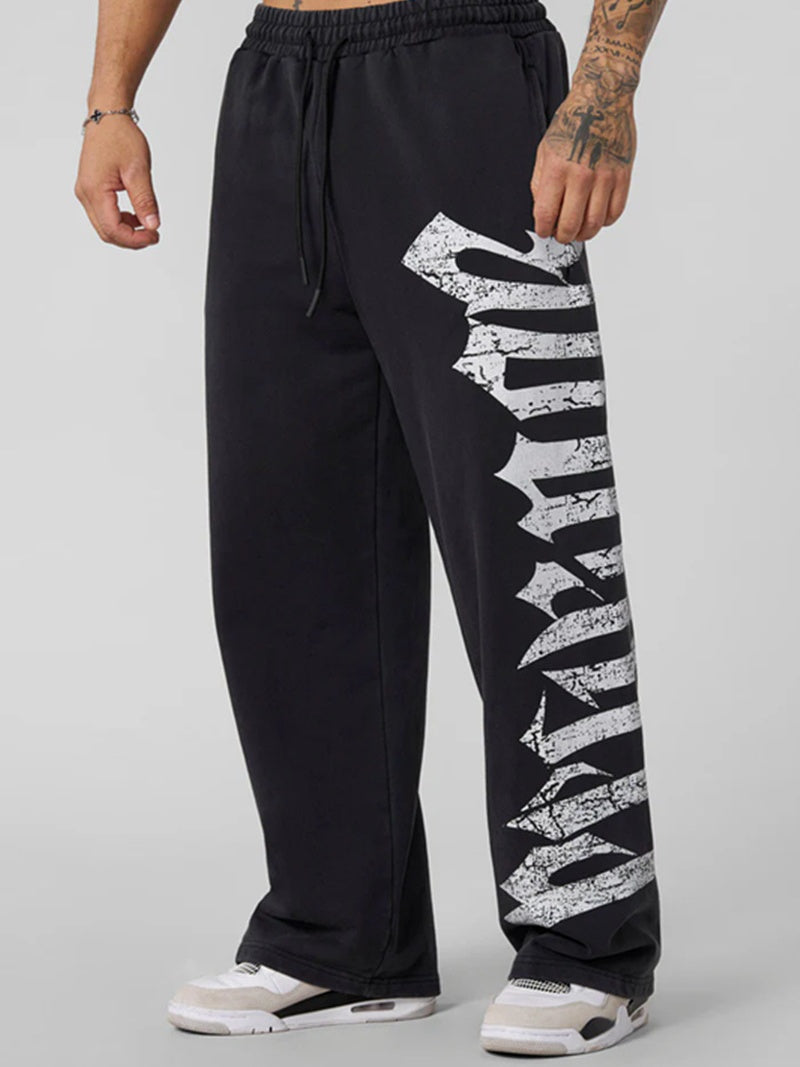 Bodybuilding-Jogginghose mit Print und weitem Bein
