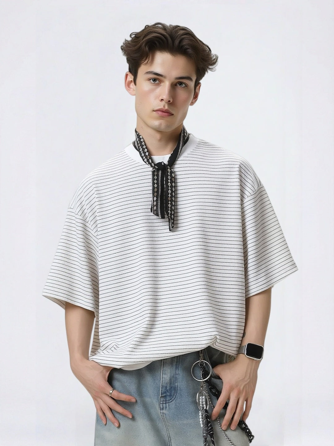 Simplicity Black And White Stripes T-shirts