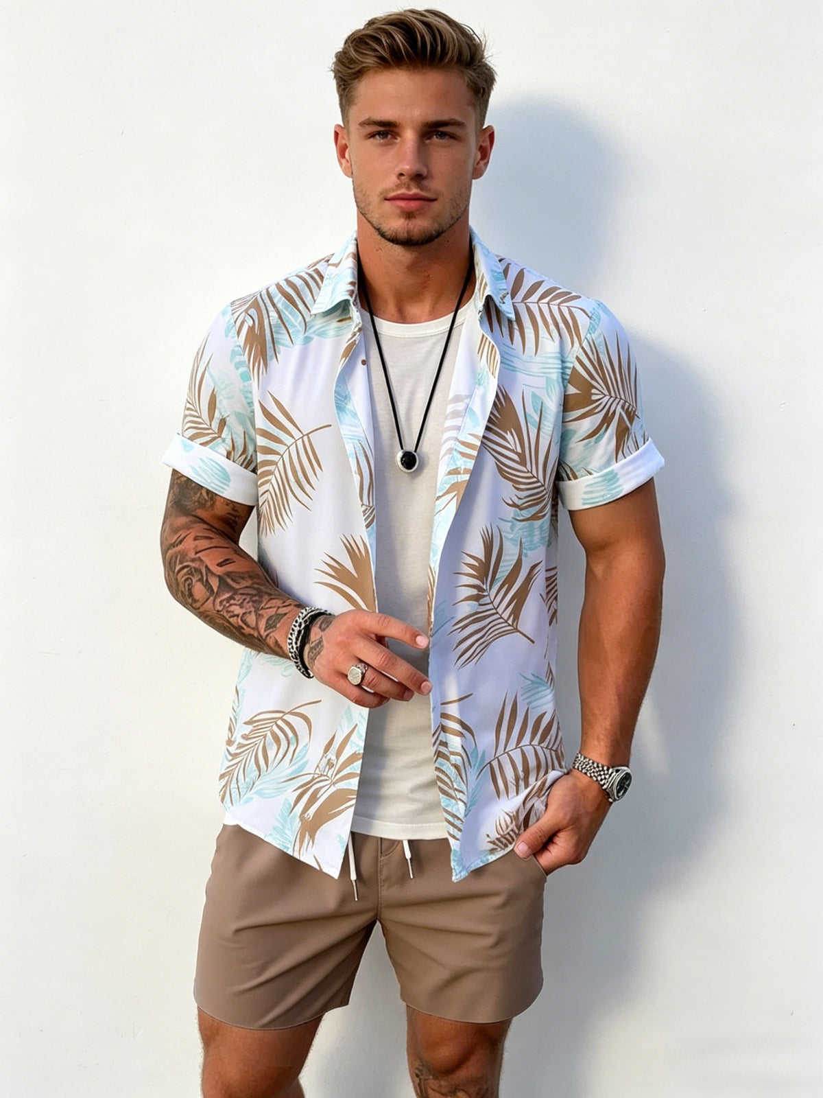 Plant Printed Hawaii Beach Set 2-piece Sets