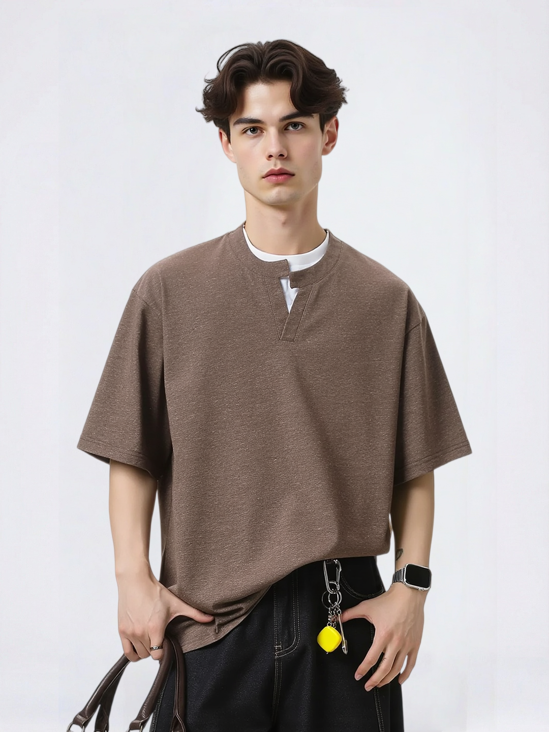 Simplicity Layered-look Loose-fit Asymmetrical T-shirts