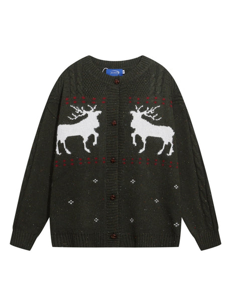 Christmas Retro Elk Jacquard Sweaters Cardigan