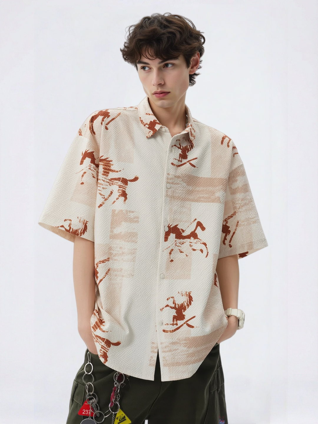 Printed Leisure Loose-fit Beach Shirts