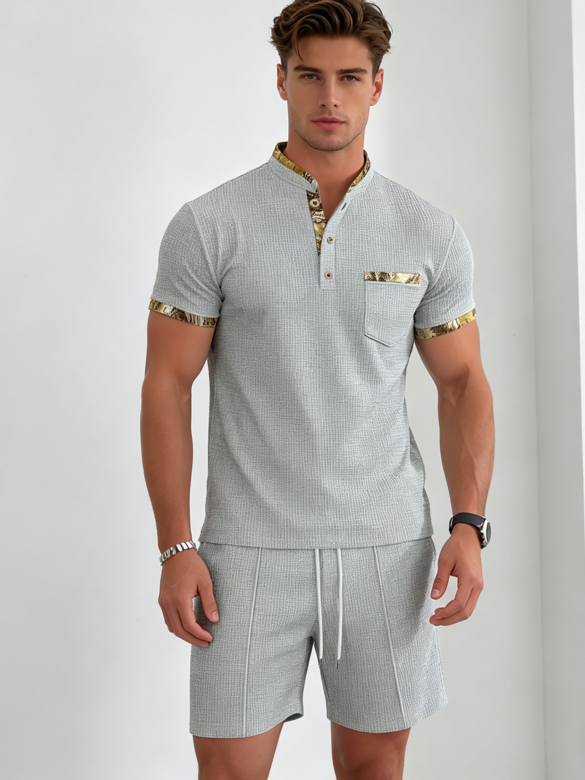 Solid Color Leisure 2-piece Sets Set