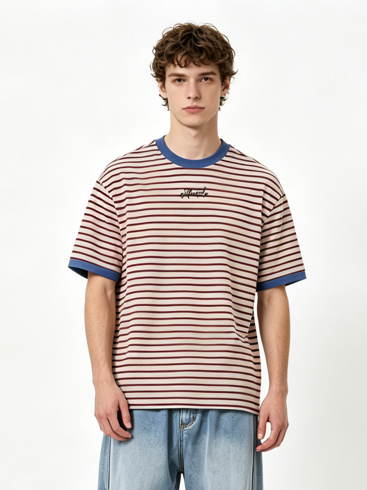 Color-blocked Stripes Loose-fit T-shirts